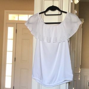 Michael Kors Off-the-Shoulder Ruffle Peasa…